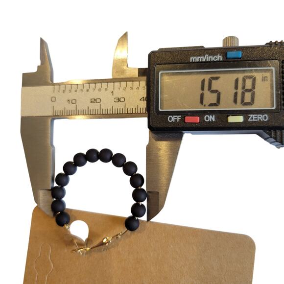 Black Beaded Hoop Earrings Gold Tone Latch Back 1.5" NWT Boho Statement 1980's - Picture 6 of 8